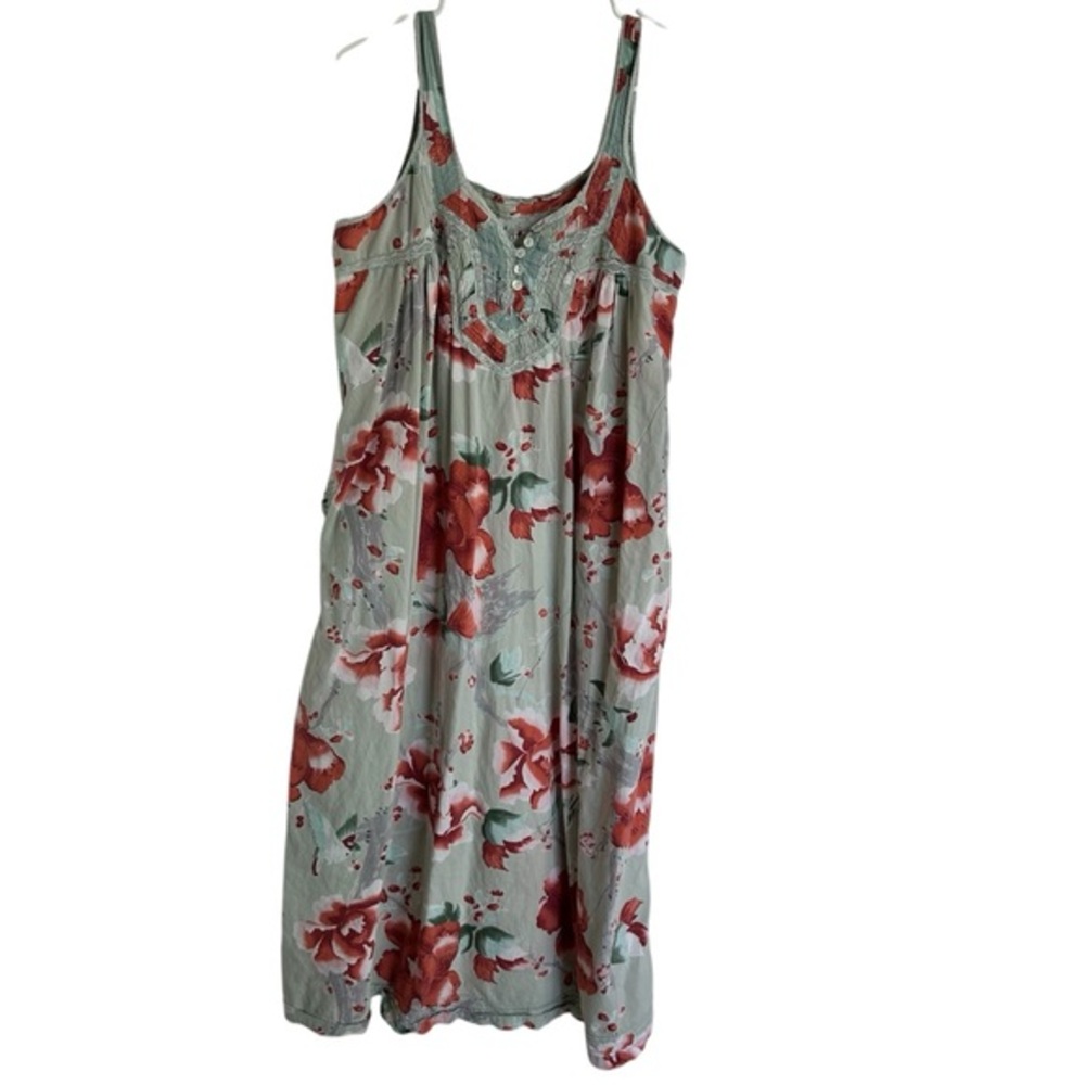 Soft Surroundings Sage Maxi Dress with Red Floral Print